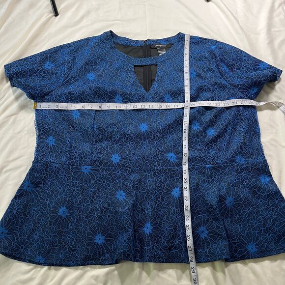 Blue Lace Overlay Blouse Plus Size 5X Office Career Work - Picture 9 of 9